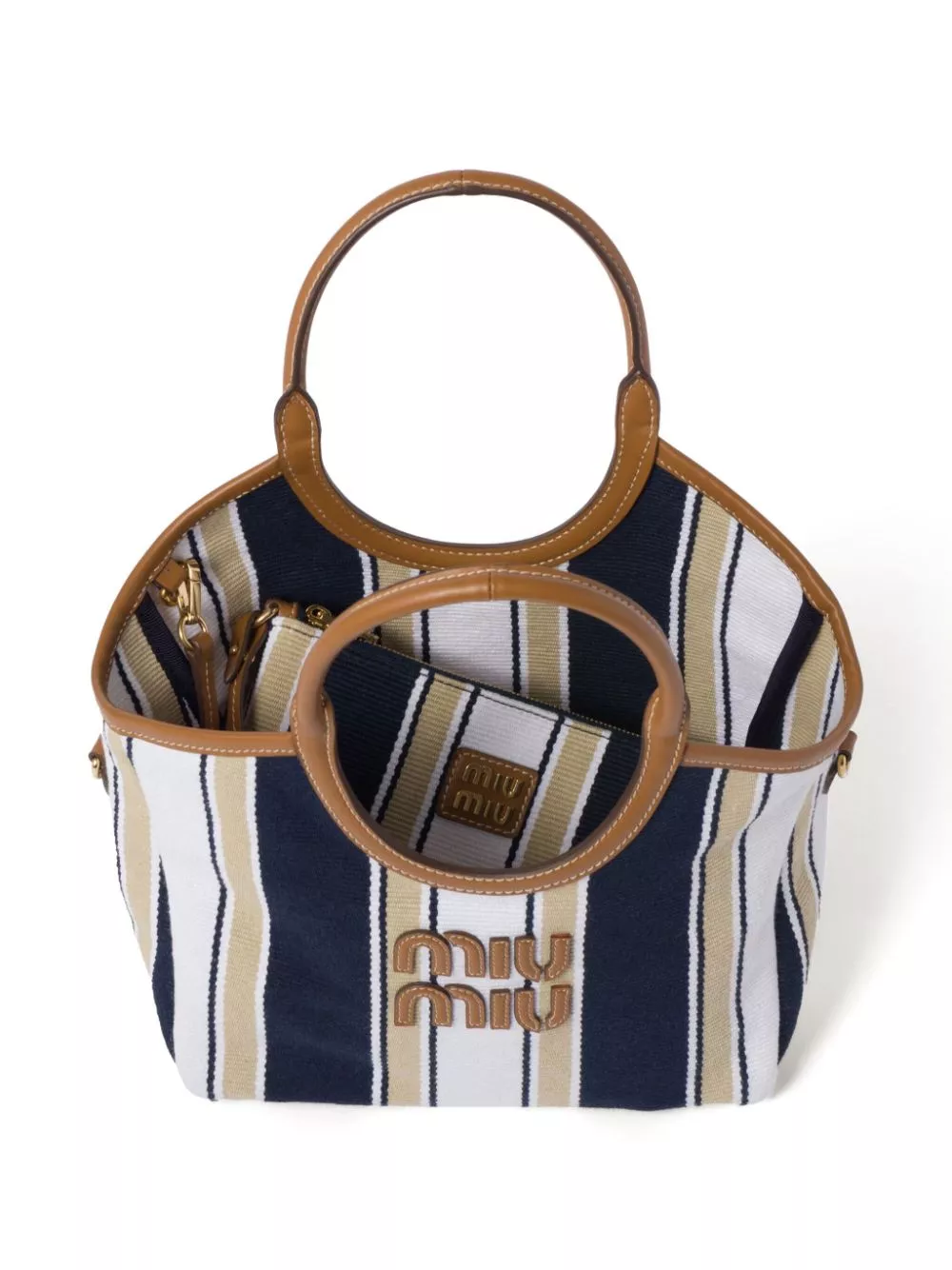 Cheap Miu Miu Ivy stripe-jacquard tote bag WOMEN 0113