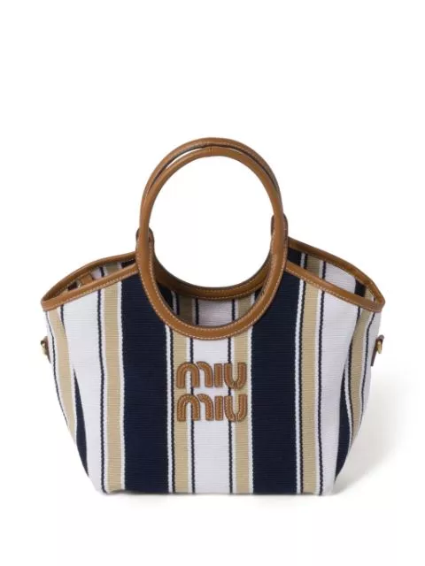 Miu Miu Ivy stripe-jacquard tote bag WOMEN 0113