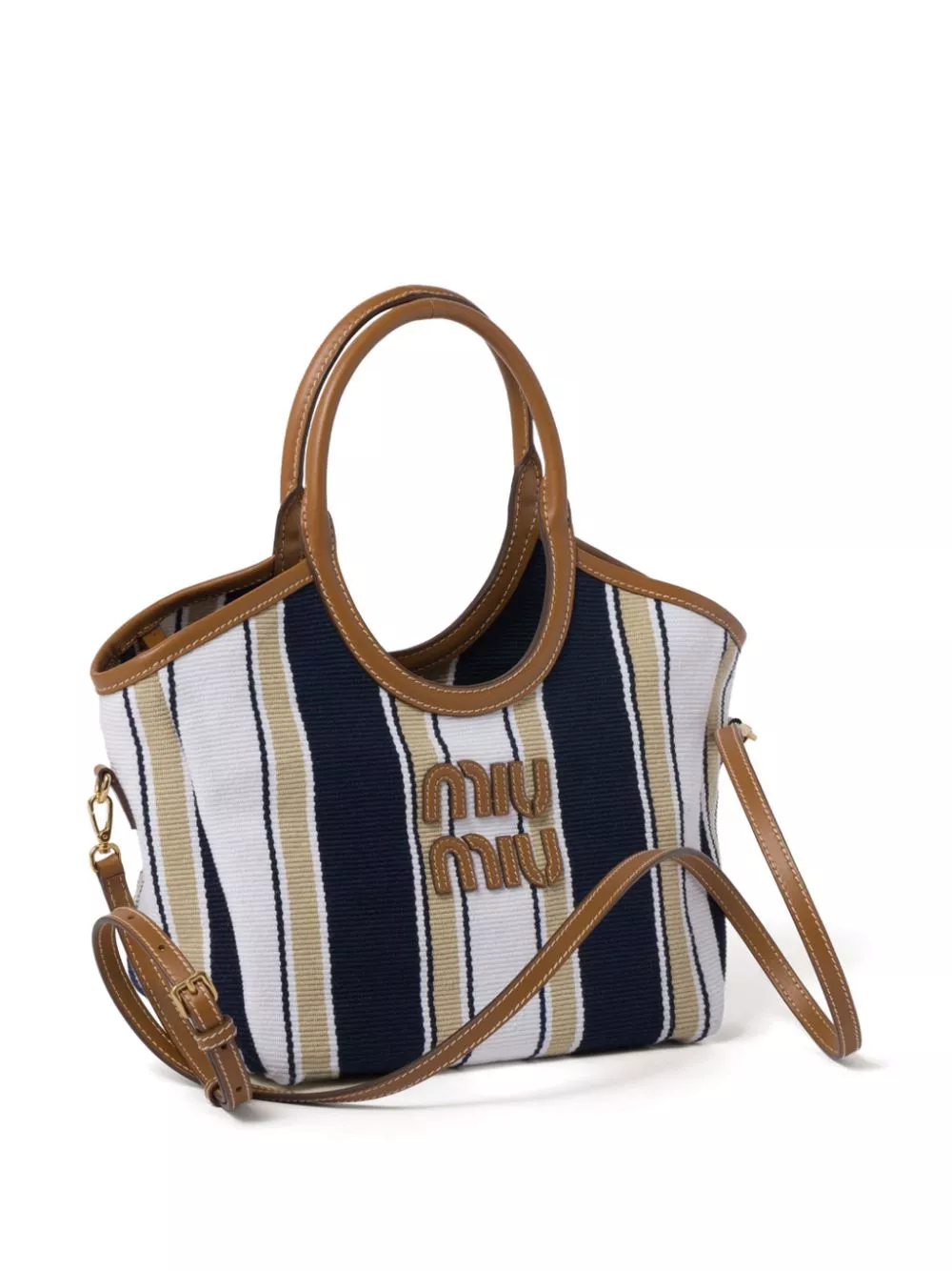 Cheap Miu Miu Ivy stripe-jacquard tote bag WOMEN 0113